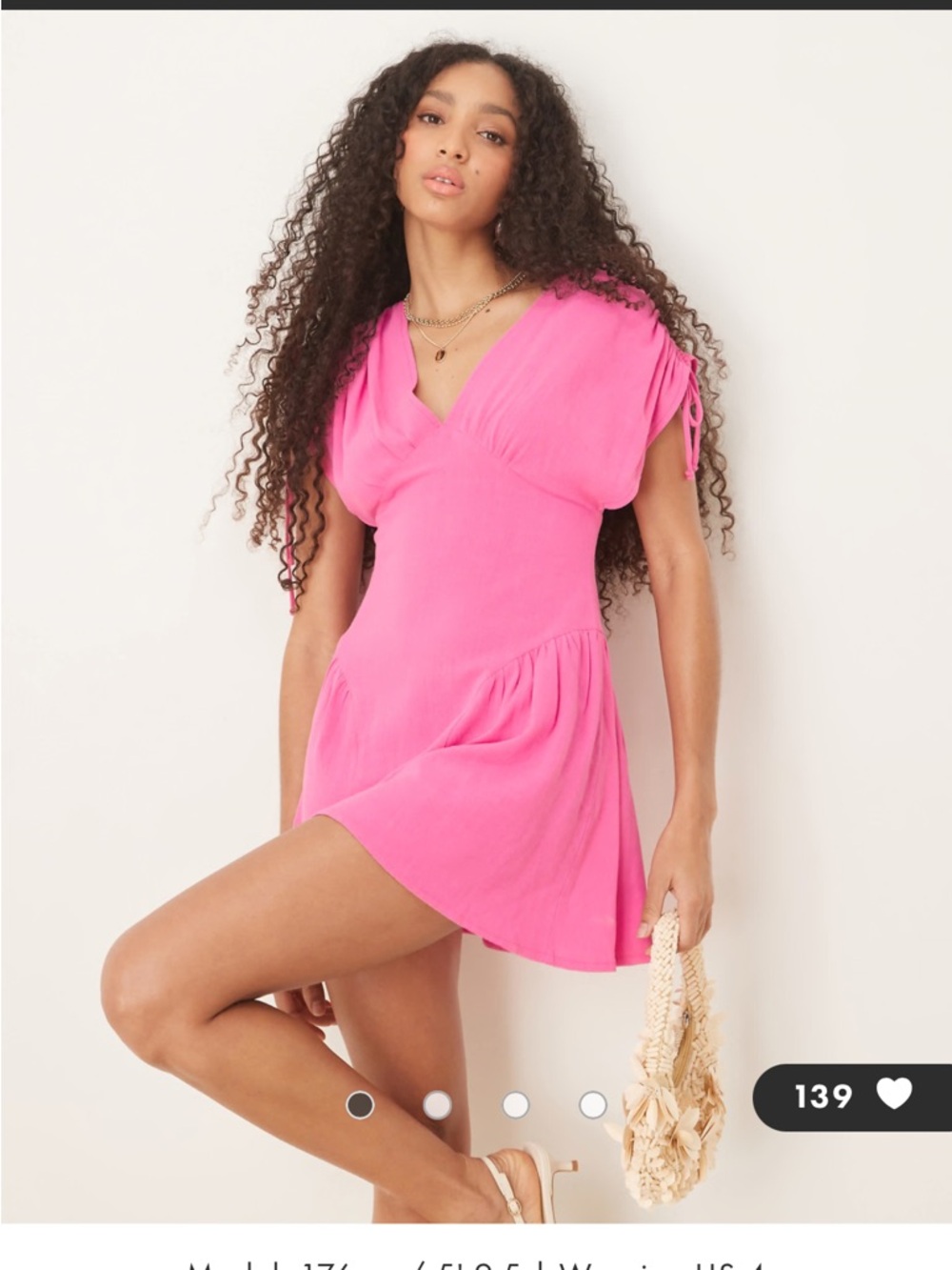 ASOS Design Hot Pink Linen Dress
